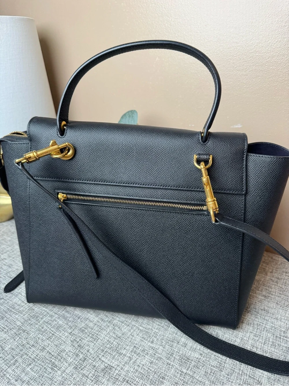 Celine Black Leather Satchel with Top Handle